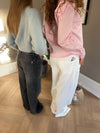Alaia lavtaljede jeans med lyn detalje - Hvid denim