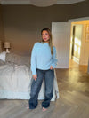 Alaia lavtaljede jeans med lyn detalje - Grå denim