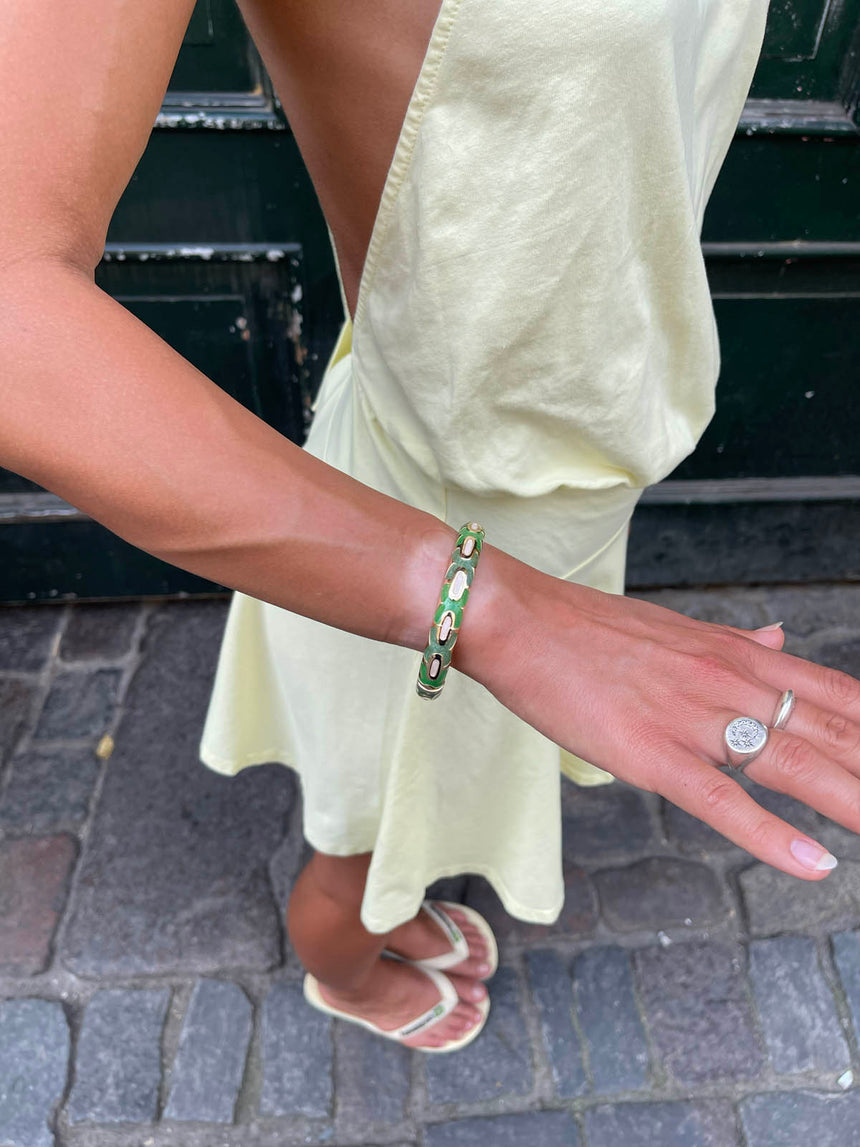 Armbånd med mønster - Grøn/guld