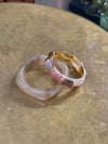 Armbånd med striber - Koral/brun/guld/off white