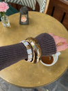 Armbånd med striber - hvid/guld