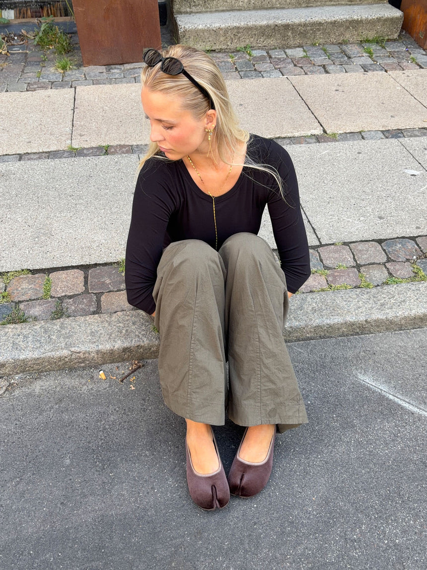 Ronia split toe ballerina - Mørkebrun