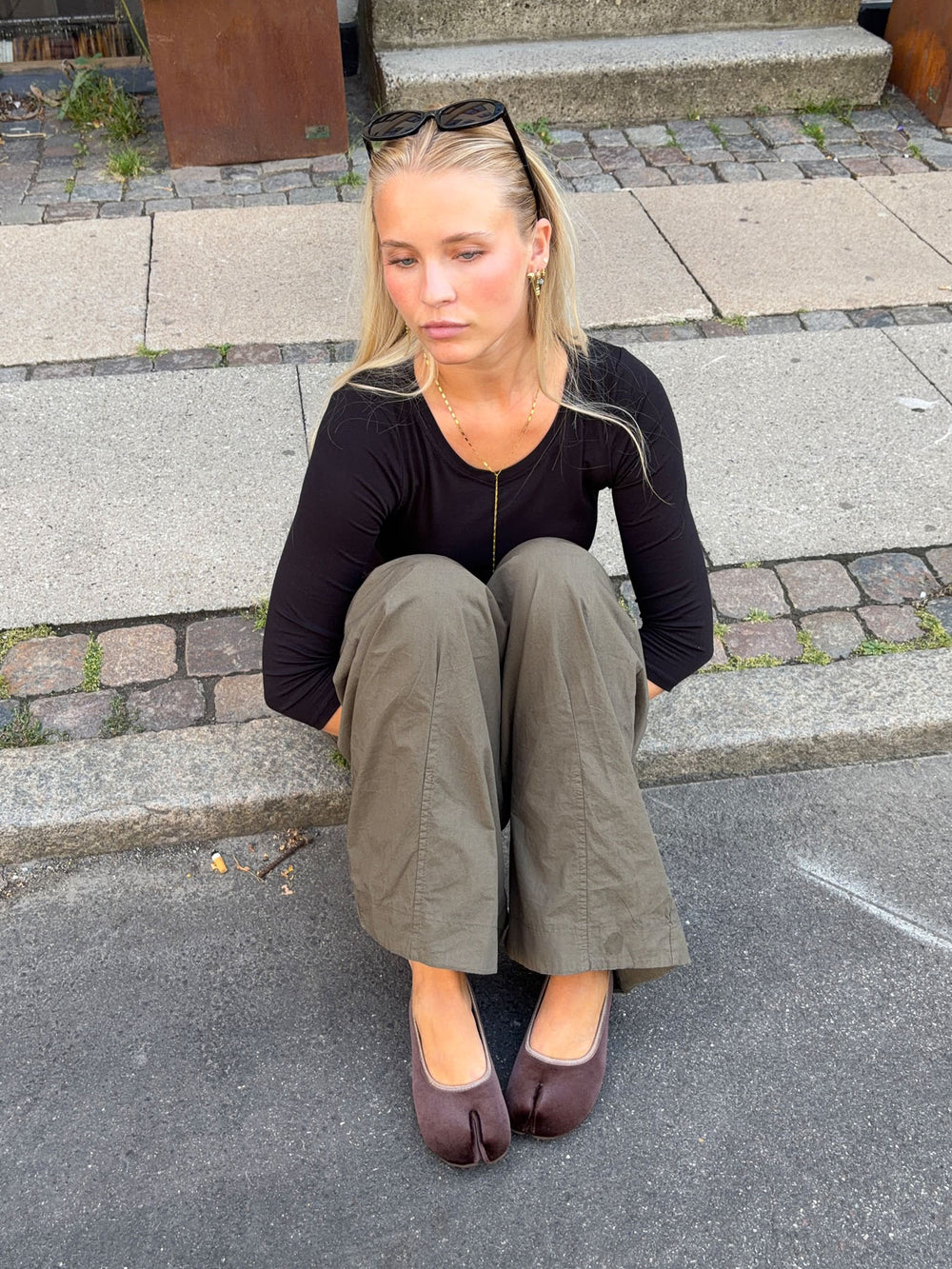 Ronia split toe ballerina - Mørkebrun