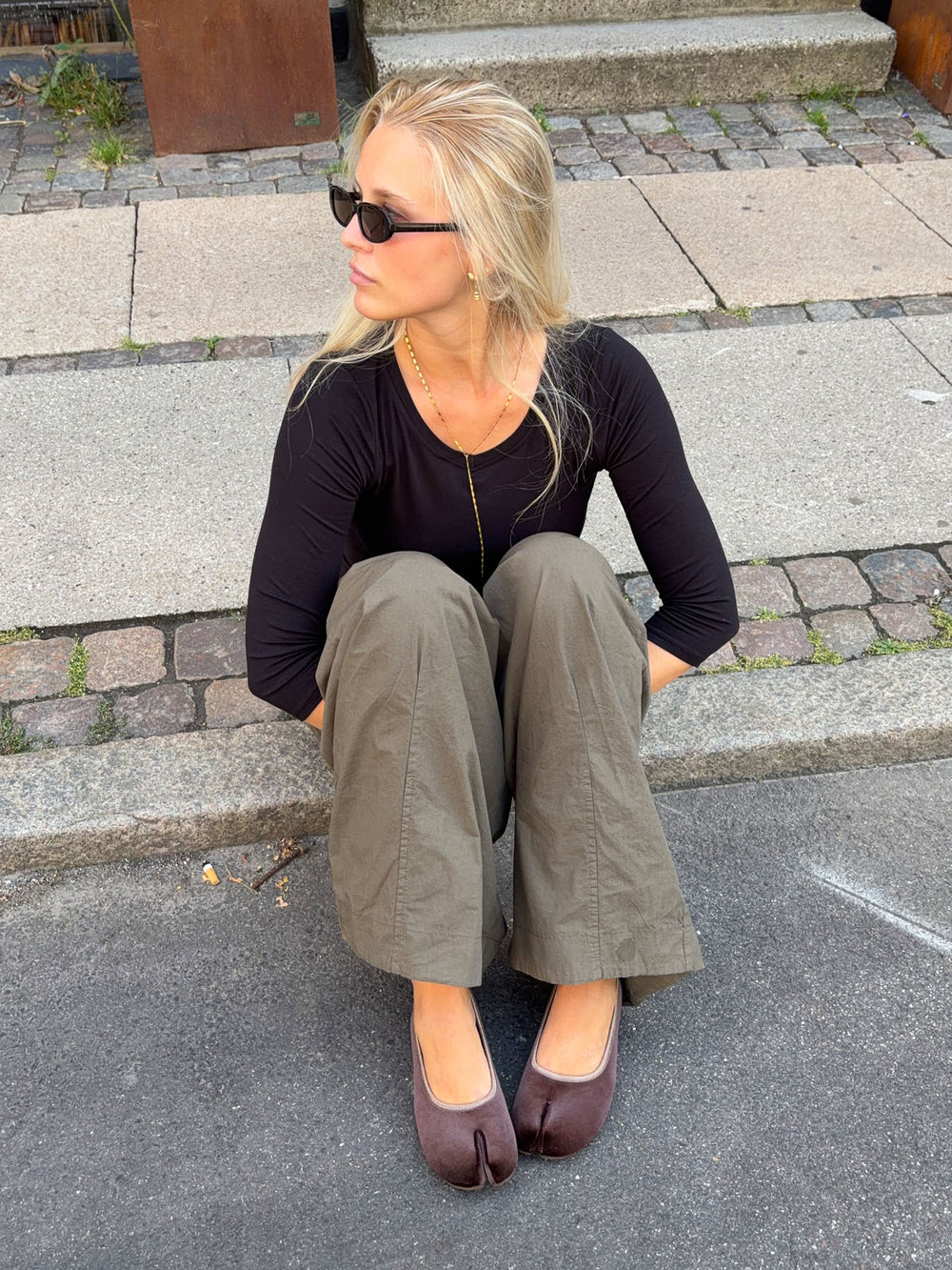 Ronia split toe ballerina - Mørkebrun