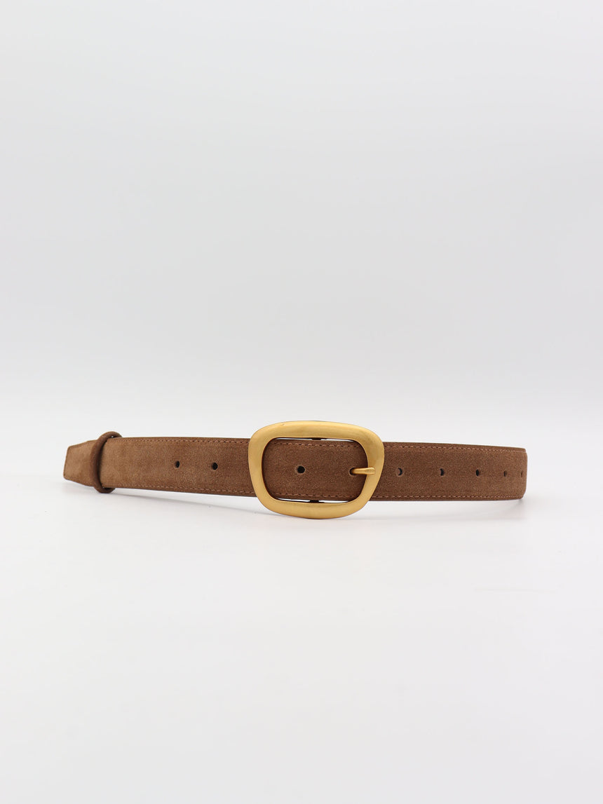 Heritage bælte i imiteret ruskind - Brun/guld