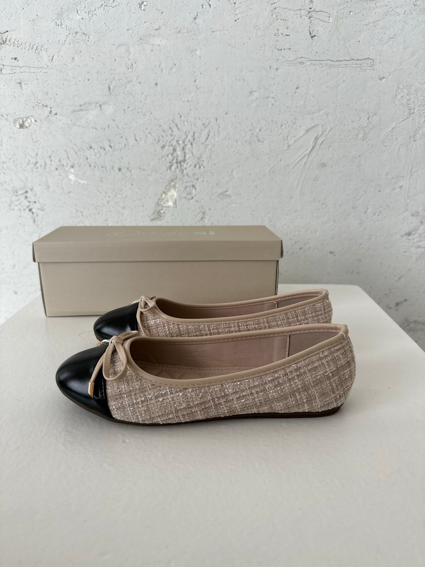 Cetinje ballerina sko med skøjfe - Beige