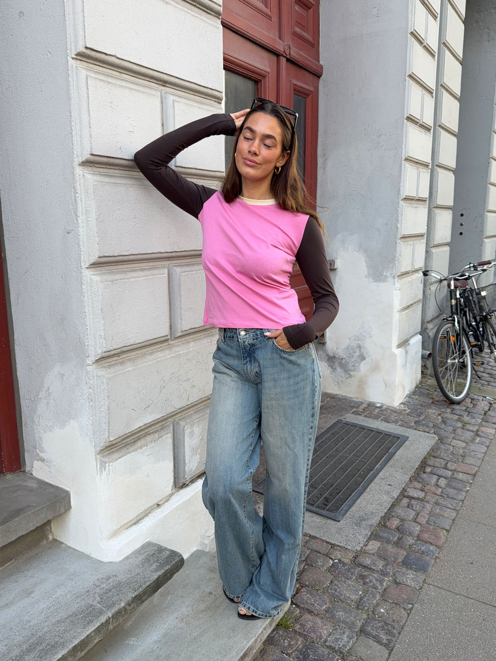 Ranaya bluse - Lyserød/brun/beige