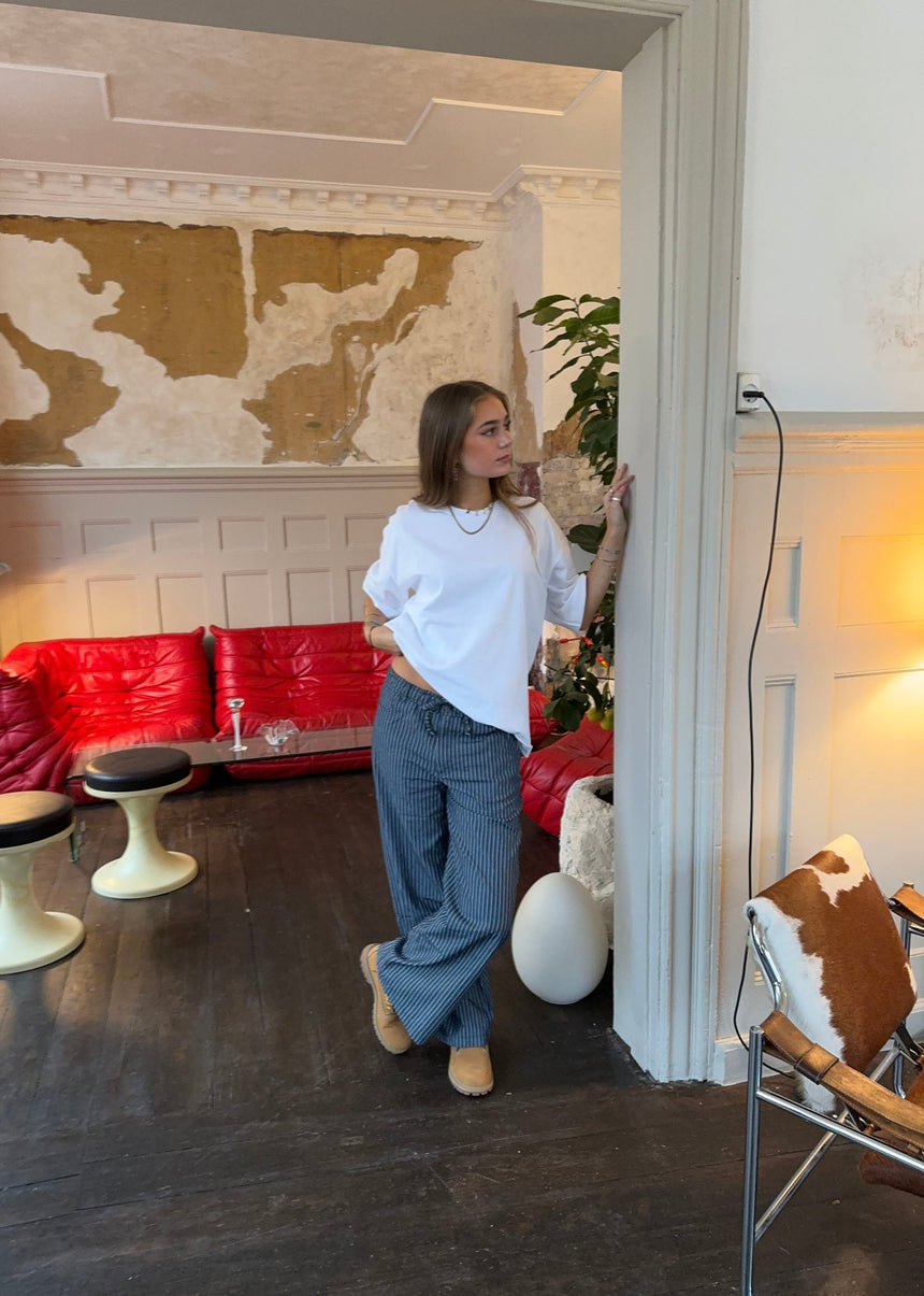 Eden bukser med striber - Navy/hvid