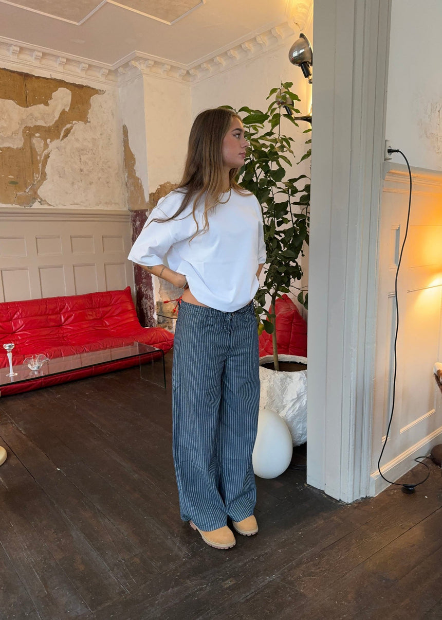 Eden bukser med striber - Navy/hvid