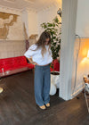 Eden bukser med striber - Navy/hvid