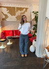 Eden bukser med striber - Navy/hvid