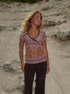 Cosima top med glimmer - Brun/beige/pink
