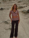 Cosima top med glimmer - Brun/beige/pink