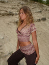Cosima top med glimmer - Brun/beige/pink