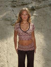 Cosima top med glimmer - Brun/beige/pink