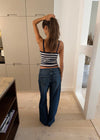 Gunhilda tank top med striber - Navy/hvid