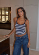 Gunhilda tank top med striber - Navy/hvid