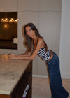 Gunhilda tank top med striber - Navy/hvid