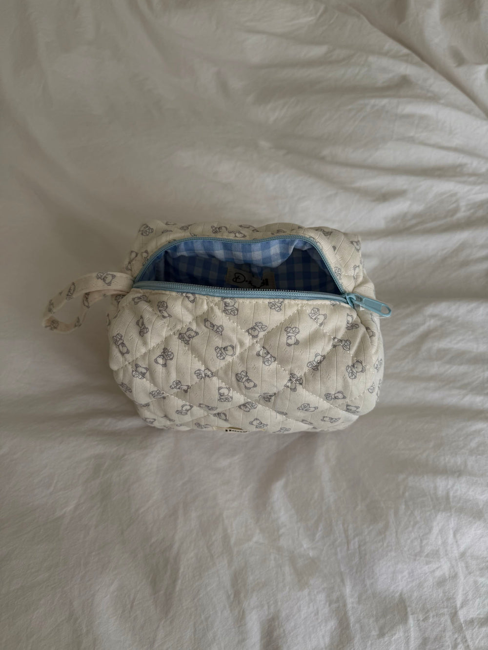 Honey lille toilettaske - Off white med bamser