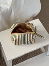 Honey lille toilettaske med striber - Beige/grøn