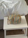 Honey lille toilettaske med striber - Beige/grøn
