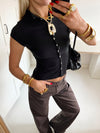 Leonie bluse med knapper - Sort