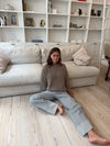 Liridona stribede jeans med opsmøring - Hvid/blå