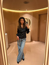 Carla satin binde bluse - Sort