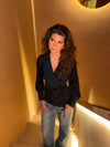 Carla satin binde bluse - Sort