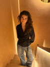 Carla satin binde bluse - Sort
