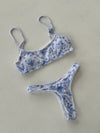 Kamille bikini med blomster - Hvid/blå