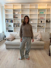 Liridona stribede jeans med opsmøring - Hvid/blå