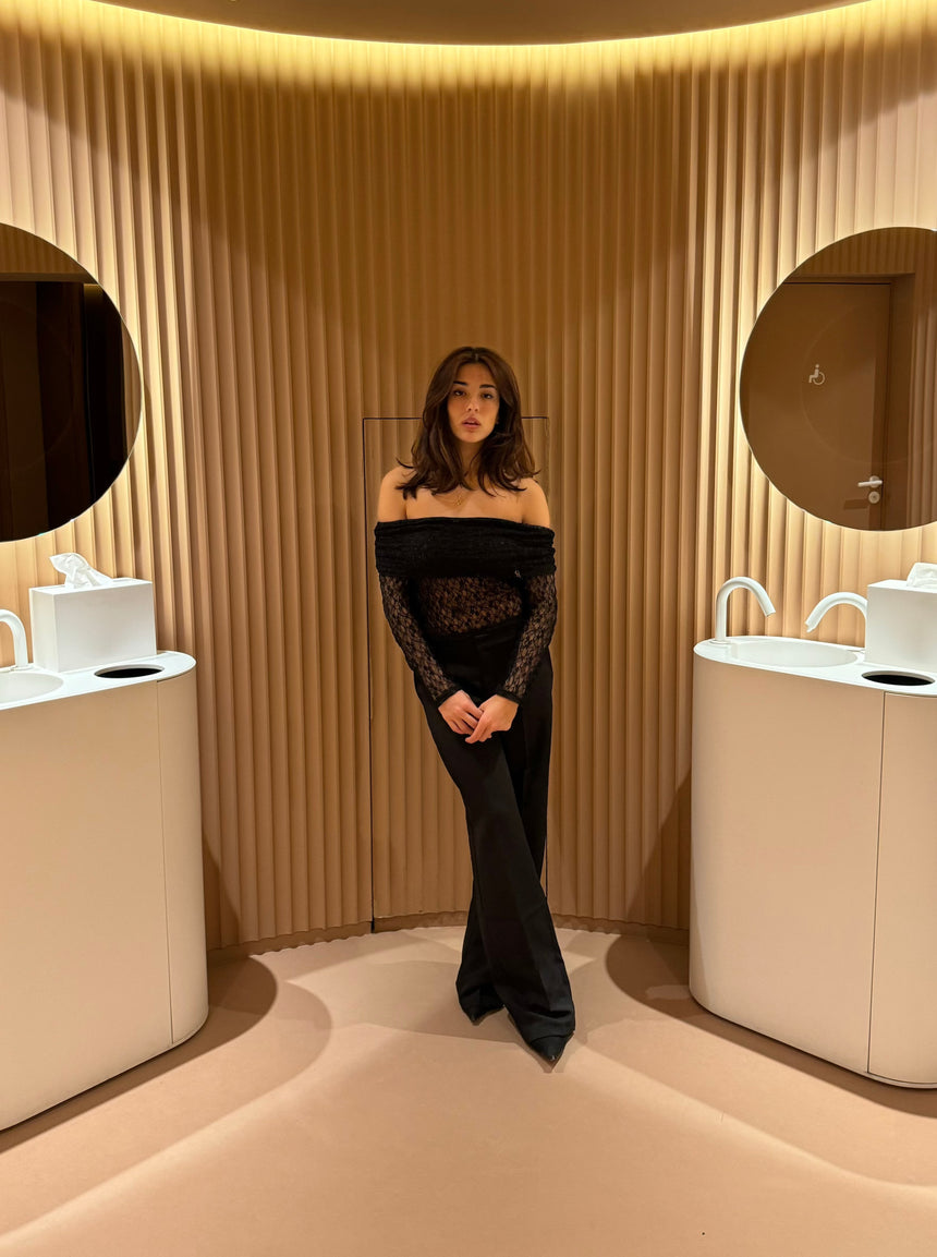 Jennie blonde off shoulder bluse - Sort