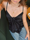 Blair satin binde top - Sort