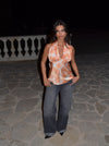 Alexandrine satin top - Orange