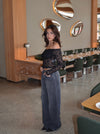 Lilly off shoulder blonde bluse - Sort