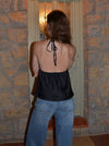 Alexandrine satin top - Sort