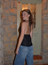 Alexandrine satin top - Sort