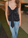 Blair satin binde top - Sort