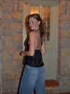 Alexandrine satin top - Sort