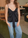 Blair satin binde top - Sort