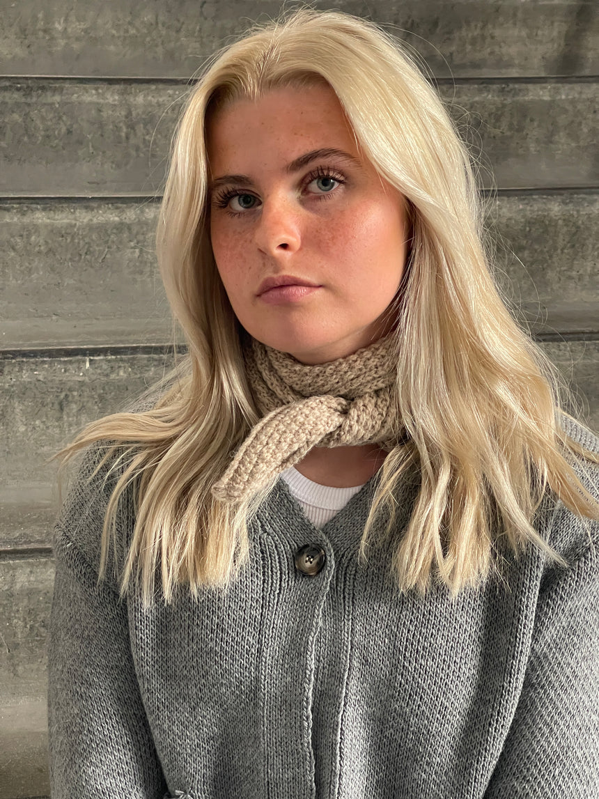 Bitten tørklæde - Beige