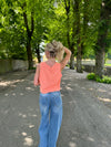 Frigg strikket top - Koral orange