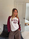 "Newport" bluse - Hvid/bordeaux