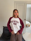 "Newport" bluse - Hvid/bordeaux