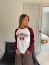"Newport" bluse - Hvid/bordeaux