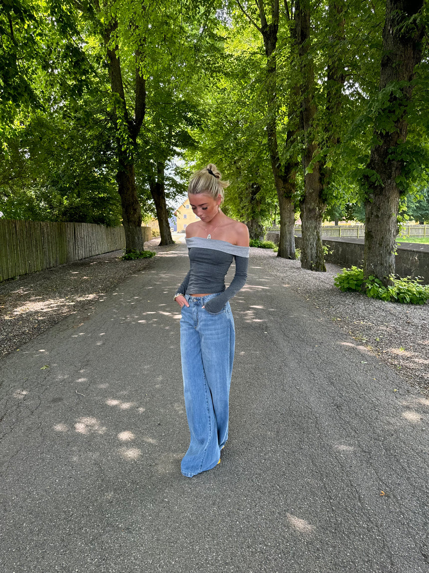 Maisy off shoulder bluse - Grå