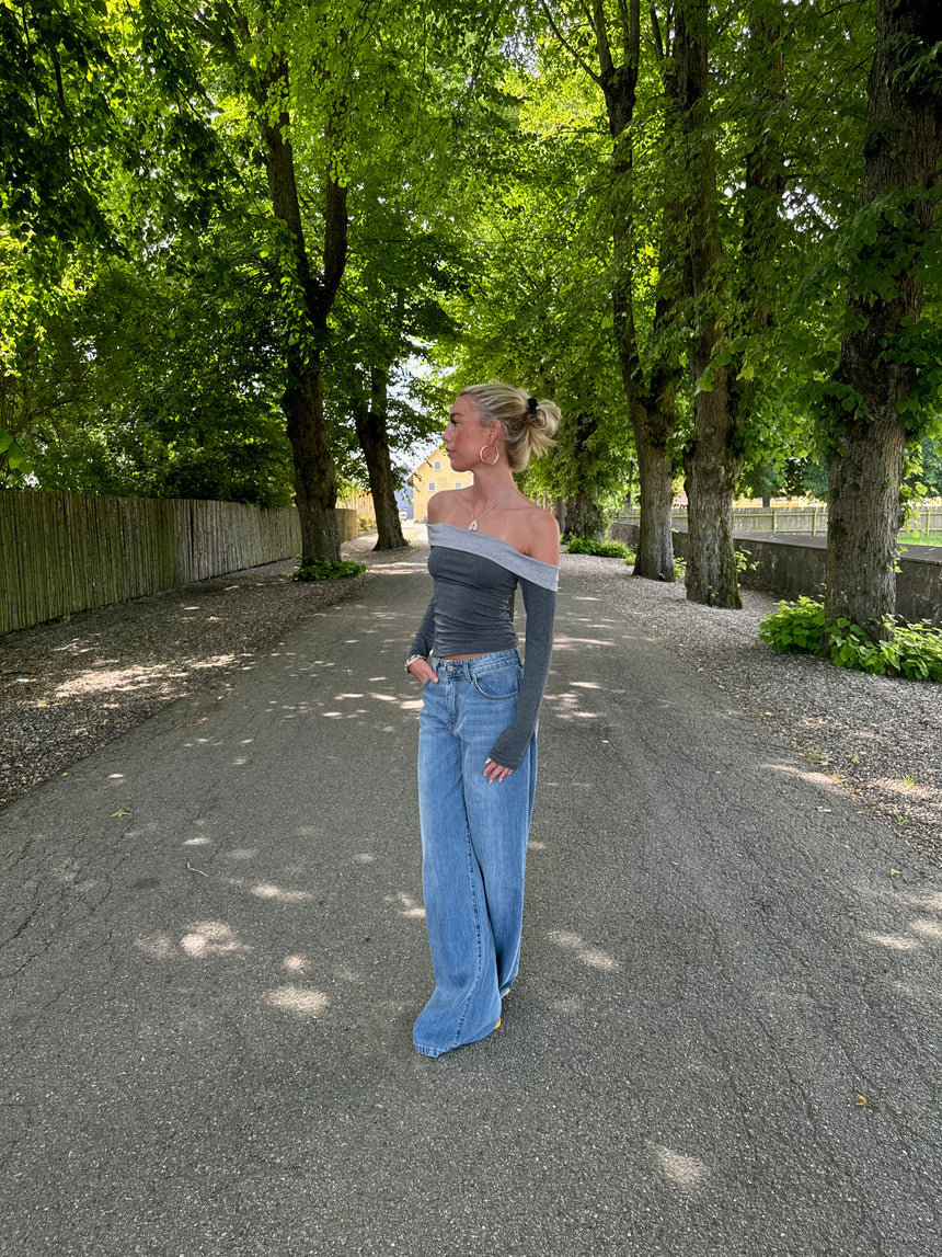 Maisy off shoulder bluse - Grå