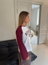 "Newport" bluse - Hvid/bordeaux