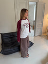 "Newport" bluse - Hvid/bordeaux